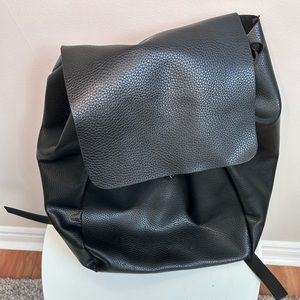 Zara Black Faux Leather Backpack